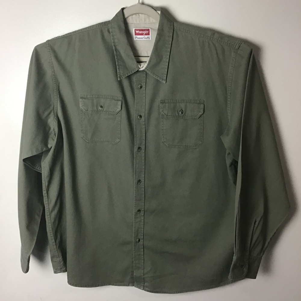 Wrangler green l/s button up shirt. XXL
